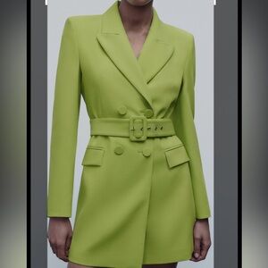 Zara lime green blazer dress